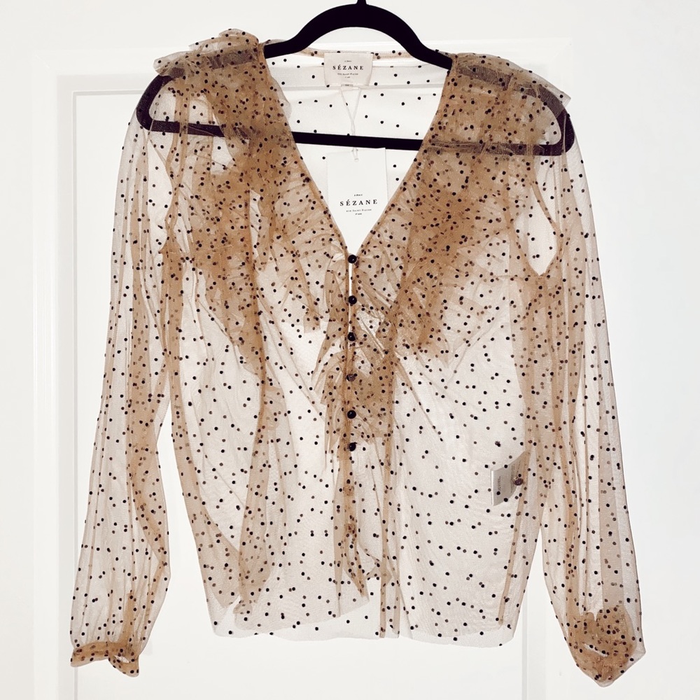 Sezane "Aubane" Tulle Top